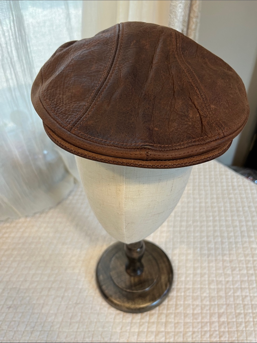 Vintage Stetson leather flat cap size large / X-Large
